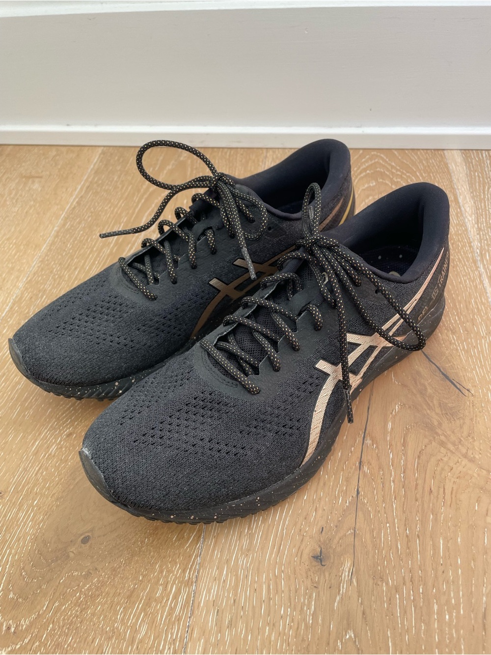 Asics Black Running Shoes with Rose Gold Accents